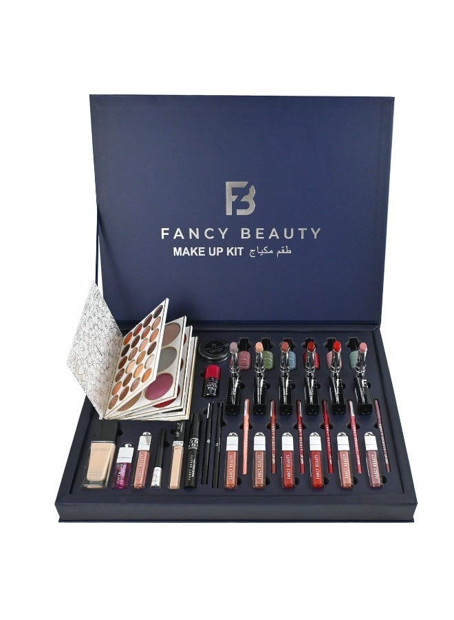 فنسي بيوتي طقم مكياج فاخر من Fancy Beauty، يحتوي على مجموعة متكاملة من مستحضرات التجميل - Image 2